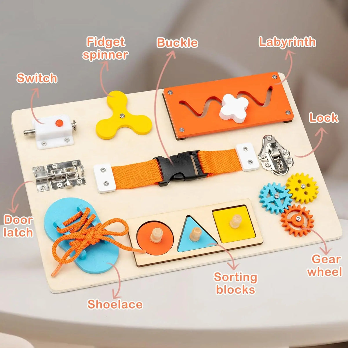 NestleEase™ Montessori Wooden Busy Board